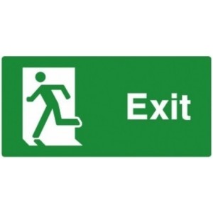 Final Exit Sign with Man Left (300mm x 150mm) Photoluminescent
